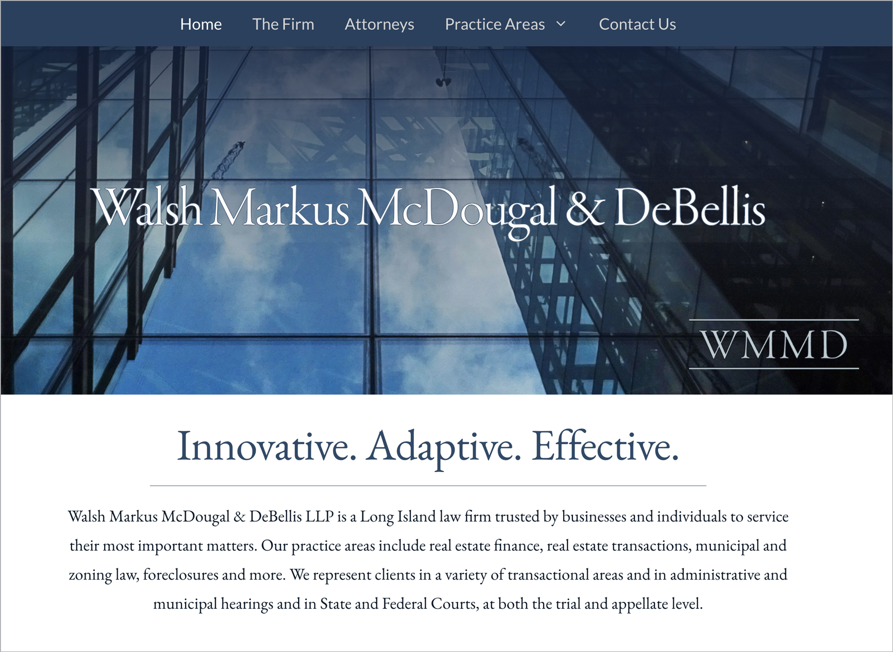 Walsh Markus McDougal & DeBellis website by DLS Design